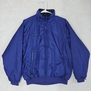 VTG Columbia Coat Reversible Insulated Womens Size M Blue Navy EUC Waterproof